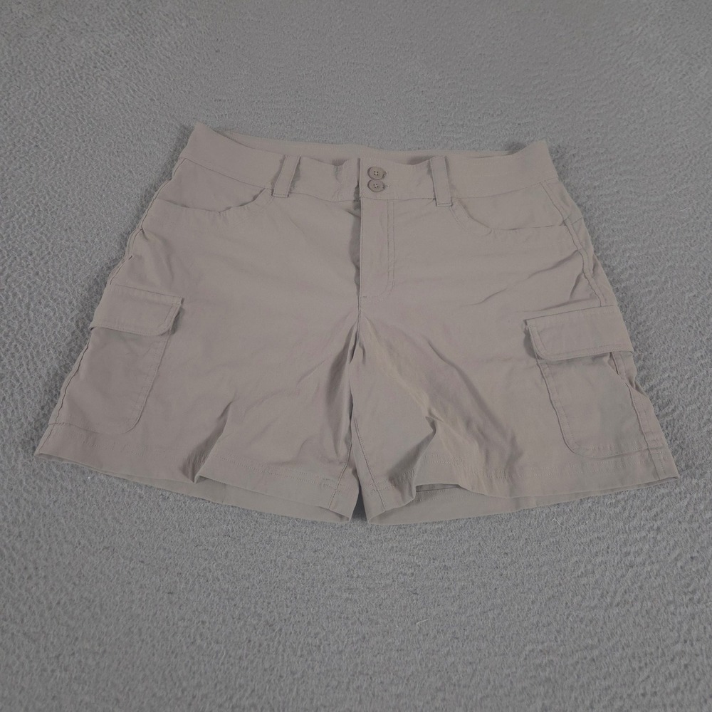 Eddie Bauer Shorts Women 10 Khaki Summer Trail Nylon Spandex Cargo Double Button